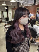モモ(momo) ハイトーンインナーカラーイヤリングカラーラベンダーピンク原宿