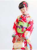 七五三７歳のお子様の振袖着付け/ヘアセット/メイク/代々木/新宿