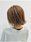 外はねハイライトボブ×大人ボブ×ベージュカラー