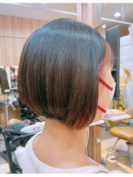 ミニボブ小顔暗髪切りっぱなしボブ