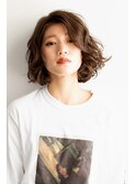 シルキーベージュ/斜めバング/グレージュカラー/デザインカラー