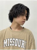 スパイラルパーマウルフミディアム刈り上げツーブロックマッシュ