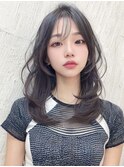 韓国レイヤーロング美髪グレージュアッシュインナーグレージュ