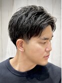 メンズナチュラルアップバングアンドツーブロック