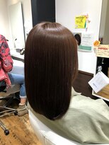 ヘアーサロンデフォーエバー(hairsalon de Forever) 【鎖骨ワンレンミディ●黒髪卒業式コーラルピンク】