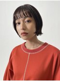 ワイドバングミニボブ×オレンジピンク