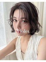 バイオレット 横浜店(Violet) ラフウェーブくせ毛風ショートボブシアーナチュラルブラウン