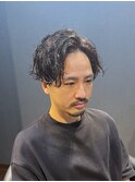 ビジネスツーブロック ナチュラルパーマ かき上げアップバング