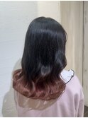 ブリーチグラデーションサーモンピンクカラー