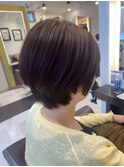 チョコレートブラウン×丸みショートボブ