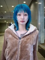 ギークス(GEEKS) 【GEEKS渋谷】ターコイズブルー/ウルフ/ミディアムレイヤー/小顔