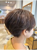 ブリーチ無しマロンカラー×マッシュショート
