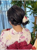 サイド編み込みシニヨン