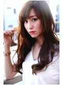 斜めバング×ニュアンスロング