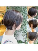 前髪あり小顔まるみショート30代40代ヘアスタイル梅ヶ丘美容室