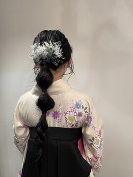 ヘアーアンドメイクアップ ケー インターナショナル 神楽坂(Ke' International) 卒業式　袴　編みおろしヘア　着物