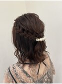 編み込みハーフアップ