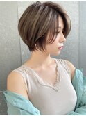 白髪ぼかしハイライト/白髪ぼかし/くびれショート/ハイライト
