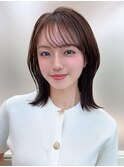 韓国風美髪外ハネボブくびれミディアムレイヤーワイドバング