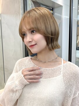 ロンドアジュール 横浜(Lond azur) ミニボブレイヤー/レイヤーカット/ウォームベージュ/顔周り/横浜