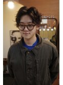 メンズセンターパート波巻きパーマケアパーマブラウンカラー岡山