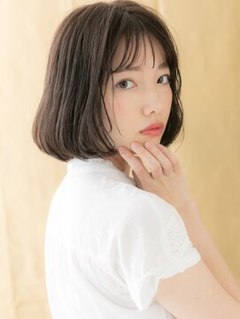 カバーヘア ブリス 志木南口駅前店(COVER HAIR bliss) シースルーバング黒髪ダークアッシュ小顔Aラインボブ20代30代W