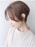 【morio 原宿】ピンクベージュ　くびれショートボブ　前髪なし