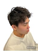 ゆるふわツーブロックアップバンクモテ髪