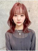 ピンクカラー/暖色カラー/レイヤーカット/韓国ヘア/顔周りカット