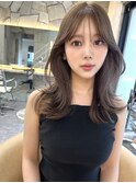韓国ヘアグレージュカラーブリーチ無し髪質改善イヤリングカラー