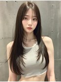 くびれヘアグレージュオルチャン小顔前髪2wayバングワンホン韓国