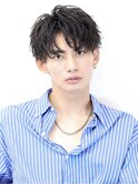 爽やかアップバングショートソフトツイストパーマ韓国マッシュ