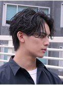 仙台センターパートフェザーパーマニュアンスパーマ刈り上げ30代