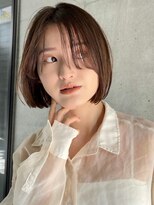 ガーデンヨコハマ(GARDEN YOKOHAMA) 切りっぱなし ミニボブ 前髪なし ヘーゼルグレージュ 内巻き