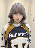 ブリーチ2回ホワイトシルバー×韓国顔周りカット 【八王子】