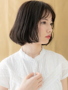 カバーヘア ブリス 大宮西口(COVER HAIR bliss) シースルーバング黒髪ダークアッシュ小顔Aラインボブ20代30代W