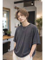 MEN's Baguz MEN'Sカット/ MEN'Sパーマ/ MEN'Sカラー ミルクティーベージュ無造作スパイラルウェーブ