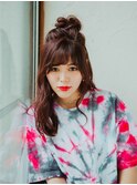 ハーフアップ×お団子/20代/30代/40代/50代/倉敷/白楽町