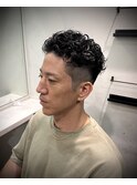 ナチュラルパーマ刈り上げツーブロックメンズパーマ