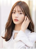 セミロングレイヤー美髪ケアカラーエアリーロングブラウン