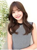 20代30代40代◎前髪パーマ韓国風巻きくすみベージュお団子ヘア