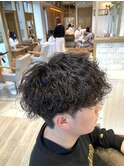 波巻きパーマ
