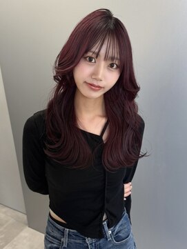 ローレン(Lolen.) ワインレッド 韓国巻き レイヤーカット