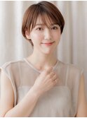 小顔ショート/小顔カット/アッシュブラウン/マッシュショートe