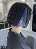 ツートーンカラー/インナーブルー/ミニボブ/ショートボブ