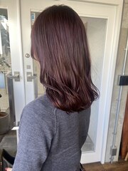 ラベンダーピンクブラウン暖色カラーツヤ髪スタイル