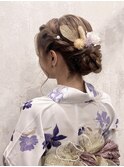 アップヘア×ドライフラワー