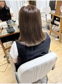 シークレットハイライト　マロンベージュ　ワンレン切りっぱなし