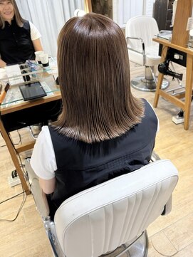 ネオリーブ チロル 横浜西口店(Neolive CiroL.) シークレットハイライト　マロンベージュ　ワンレン切りっぱなし