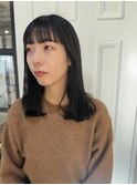 ワイドバング*暗めグレージュカラー